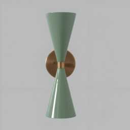 1950's Vintage Wall Sconce With Dual Cone Design - Elegant White & Green Finish Inspired By Italian Style Sputnik Lighting- Look - thumbnail 1