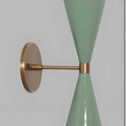 1950's Vintage Wall Sconce With Dual Cone Design - Elegant White & Green Finish Inspired By Italian Style Sputnik Lighting- Look - thumbnail 3