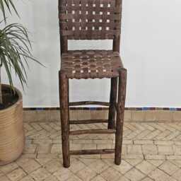 Handmade Leather Moroccan Bar Stool Rustic Kitchen Counter Seating - thumbnail 4
