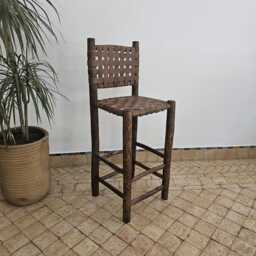 Handmade Leather Moroccan Bar Stool Rustic Kitchen Counter Seating - thumbnail 3