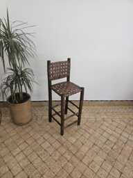 Handmade Leather Moroccan Bar Stool Rustic Kitchen Counter Seating - thumbnail 1