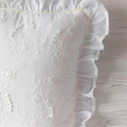 White Lace Pillowcase French Style Embroidered Cotton Cushion Cover - thumbnail 2
