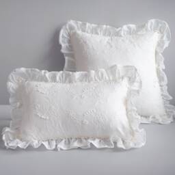 White Lace Pillowcase French Style Embroidered Cotton Cushion Cover - thumbnail 1