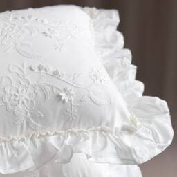 White Lace Pillowcase French Style Embroidered Cotton Cushion Cover - thumbnail 3