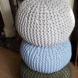 Knitted Pouf , Floor Pouf, Handmade Ottoman - thumbnail 2