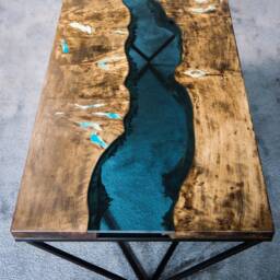 Live Edge River Coffee Table With Glowing Resin - thumbnail 3