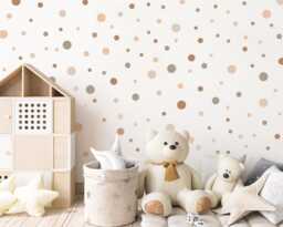 Polka Dot Wall Decals 160 Beige Cream Stickers, Earth Tones Nursery Decor - thumbnail 1