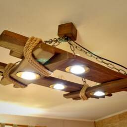 Wooden Chandelier Is Made Of Natural Wood, Ceiling Wooden Light, Chandelier, Lighting Rustic Fixture Handmade, Flat - thumbnail 4