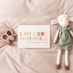Christian Nursery Prints, Fearfully & Wonderfully Made Print, Wall Art, Bible Verse Girls Bedroom Pastel Colours - thumbnail 3