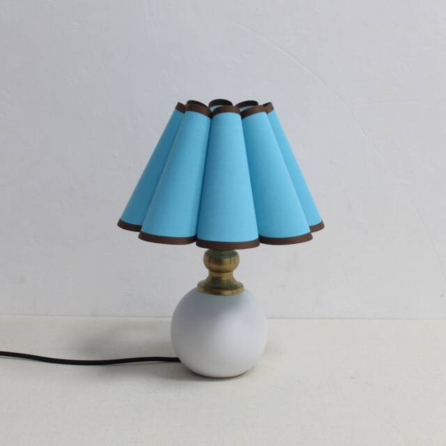 Handmade Scallop Light Blue Fabric Lamp With Ceramic Base - image 1