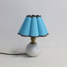 Handmade Scallop Light Blue Fabric Lamp With Ceramic Base - thumbnail 1