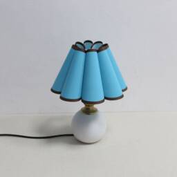 Handmade Scallop Light Blue Fabric Lamp With Ceramic Base - thumbnail 2