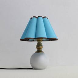Handmade Scallop Light Blue Fabric Lamp With Ceramic Base - thumbnail 3