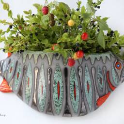 Handmade Ceramic Fish Wall Vase Unique Home Decor - Made To Order - thumbnail 3