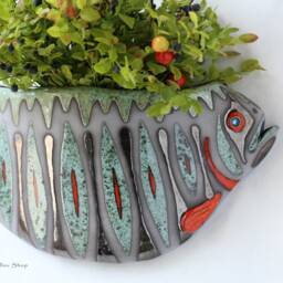 Handmade Ceramic Fish Wall Vase Unique Home Decor - Made To Order - thumbnail 4