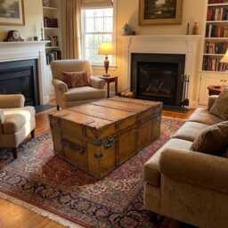 English Handmade Luxury Leather Coffee Table - Bespoke Chest Steamer Style