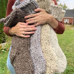 Chunky Handmade Knit Farmhouse Oversized Large Christmas Holiday Stocking, Gift Holder, Jumbo Bulky - thumbnail 3