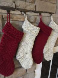 Chunky Handmade Knit Farmhouse Oversized Large Christmas Holiday Stocking, Gift Holder, Jumbo Bulky