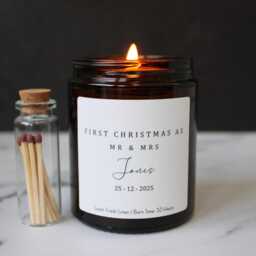 First Christmas As A Married Couple, Newlyweds Candle, First Mr & Mrs Gift - thumbnail 2