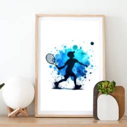 Boy Tennis Player Print - Set Of 3 Posters - Sport Prints Poster Decor Kids Room Artwork Gift Boys Art - thumbnail 2
