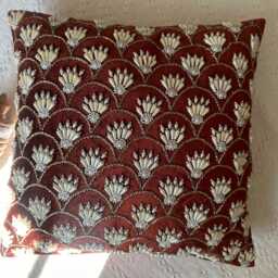 Exclusive Hand-Beaded Velvet Cushion Cover - Limited Pearl Embroidery Edition Unique Luxury Throw Pillow Artisanal 45x45 - thumbnail 2