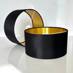 New High Quality Luxury Black Velvet Drum Lamp Shade & Pendant Ceiling Light With Metallic Lining Panels Many Sizes Availabl - thumbnail 2