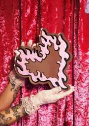 Flaming Heart Mirror - Pink & Black