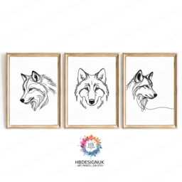 Minimal Wolf Wall Art - Animal Print - Prints Artwork Vibrant Decor Black & White Line Poster Abstract Drawing - thumbnail 2