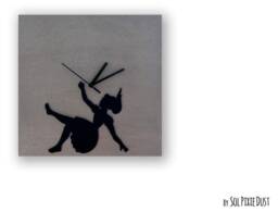 Concrete Square Wall Clock With Alice Silhouette - Wonderland Modern Kids Nursery Room Teens Baby