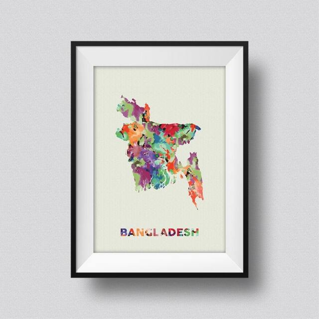 Bangladesh Watercolor Map, Map Art Print, Poster, Print