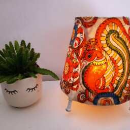 Hand-Painted Leather Peacock Lampshade Boho Ambient Light - thumbnail 2