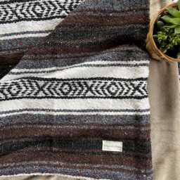Brown Mocha Large Mexican Blanket. Serape With Minky Plush Backing - thumbnail 4