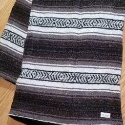 Brown Mocha Large Mexican Blanket. Serape With Minky Plush Backing - thumbnail 3