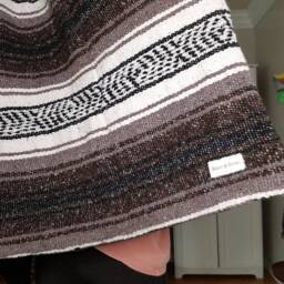 Brown Mocha Large Mexican Blanket. Serape With Minky Plush Backing - thumbnail 2