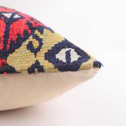 Vintage Turkish Kilim Pillow Cover, Handwoven Wool, 16x16 - thumbnail 4