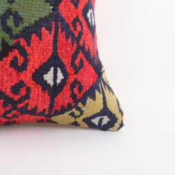 Vintage Turkish Kilim Pillow Cover, Handwoven Wool, 16x16 - thumbnail 2