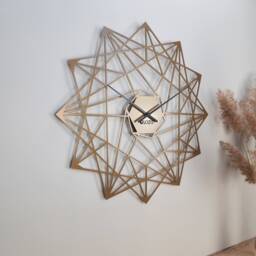 Geometric Metal Wall Clock - Stylish Bronze Design Art Gold Home Decor Gift - thumbnail 3