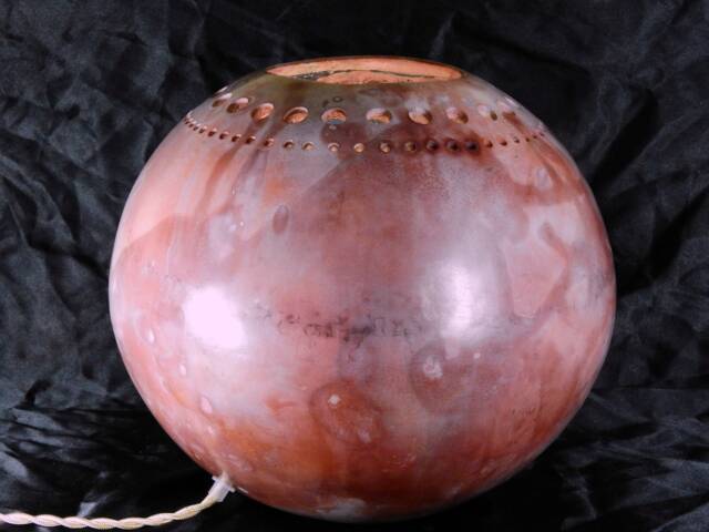 Saggar Firing Ceramic Lamp - Atmospheric Lampshade Table Lamp Raku Pottery Nevenka Martinello L2 - image 1