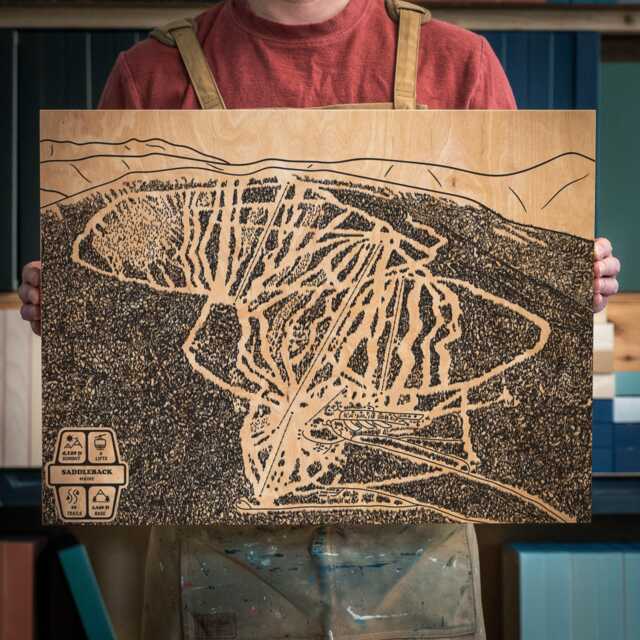 Saddleback Maine Ski Trail Map - Engraved Wood Wall Art, Winter Sport Cabin Decor, Snowboard Mountain Poster, Personalized Family Gift - image 1