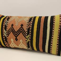 Boho Lumbar Kilim Pillow Cover, Vintage Turkish Rug - 12x24 Inch - thumbnail 3