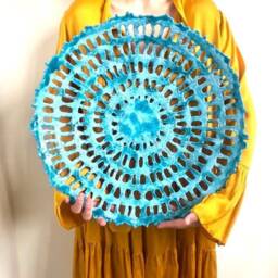 Handmade Turquoise Porcelain Bowl, Openwork Ceramic Art - 19 In - thumbnail 3