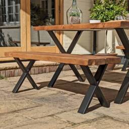 Garden Bench Handcrafted Using Sustainable Solid Wood - X-Frame Ben Simpson Furniture - thumbnail 2