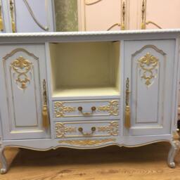 Carved French Oak Tv Unit - Antique Louie Blue Sideboard - thumbnail 2