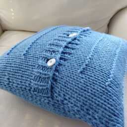 Hand-Knitted Nautical Blue Cable Knit Throw Pillow Cover Set - 16x16 - thumbnail 3