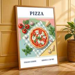 Pizza Art Print Italian Food Poster, Kitchen Wall Decor - thumbnail 3