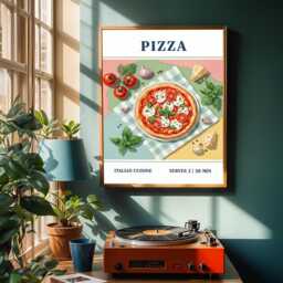 Pizza Art Print Italian Food Poster, Kitchen Wall Decor - thumbnail 2