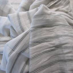 Forest Stripe Gauze Baby Blanket - Khaki & Dark Green Swaddle Modern Neutral Hannahs Homestead2 - thumbnail 2