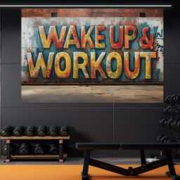 Fitness Wall Art, Wake Up & Work Out Canvas Print, Gym Decor, Motivation Framed Ready To Hang - thumbnail 3