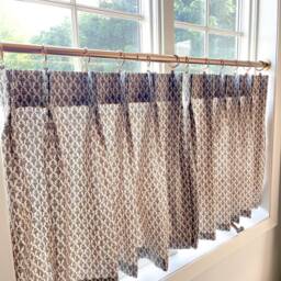 This Lacefield Block Printed Cafe Curtain. Perfect Neutral Pallet Pleated Curtain Fall Decor Perfect For Kitchens, Bathrooms, Dining - thumbnail 2