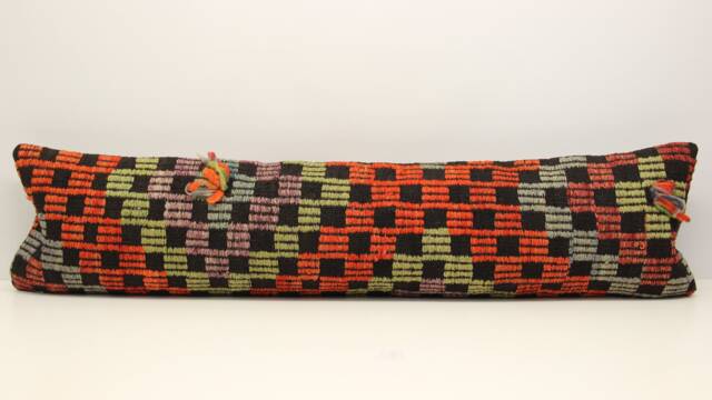 Handmade Kilim Lumbar Pillow Cover King Size, 12x48, Turkish Wool - image 1